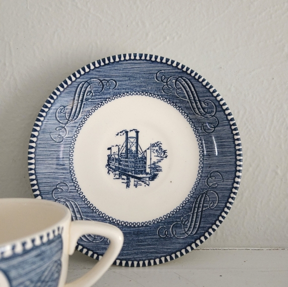 Vintage Set Of Currier & Ives Mugs And Saucers/Mini Bowls - Picture 7 of 16